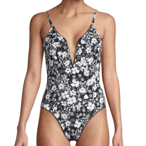 Avec Les Filles Floral One-piece Swimsuit, Size L - Picture 3 of 15